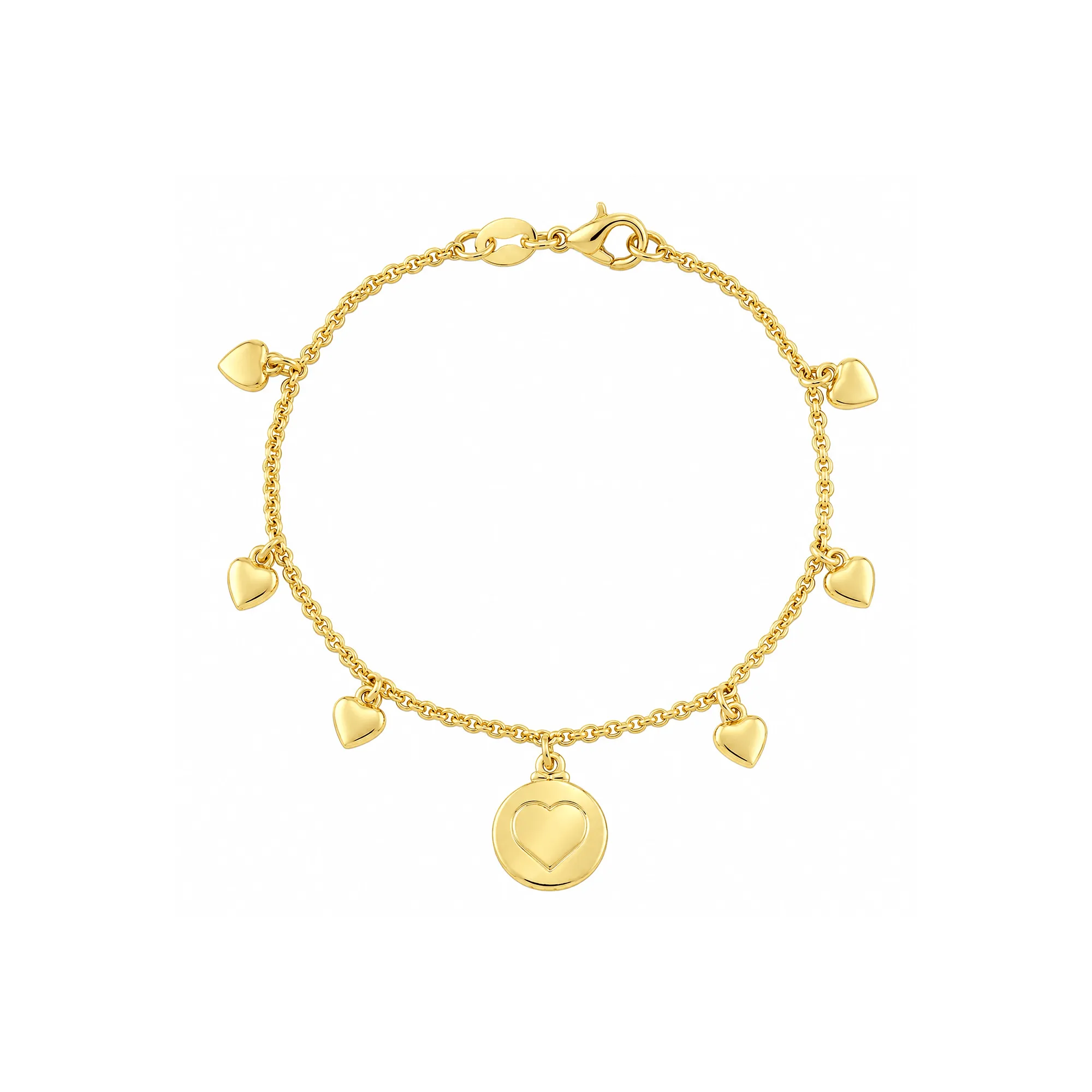Pulseira Dourada Medalha de Coração